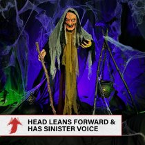 Haunted Hill Farm 63" Animated Standing Witch with Lights and Sound