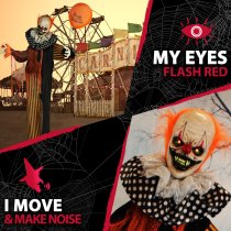 Haunted Hill Farm 65" Animated Evil Clown with Lights and Sound