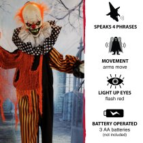 Haunted Hill Farm 65" Animated Evil Clown with Lights and Sound