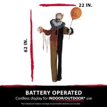 Haunted Hill Farm 65" Animated Evil Clown with Lights and Sound