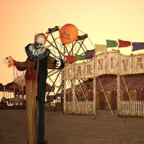 Haunted Hill Farm 65" Animated Evil Clown with Lights and Sound