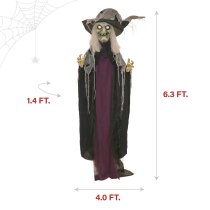 Haunted Hill Farm 75" Animated Standing Witch with Lights and Sound