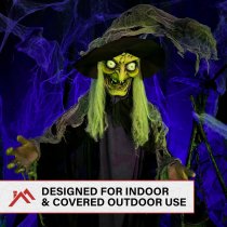 Haunted Hill Farm 75" Animated Standing Witch with Lights and Sound