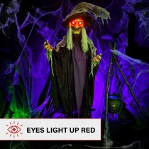 Haunted Hill Farm 75" Animated Standing Witch with Lights and Sound