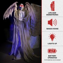 Haunted Hill Farm 5.5 ft Winged Reaper Animatronic with Lights & Sound