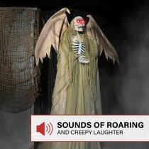 Haunted Hill Farm 5.5 ft Winged Reaper Animatronic with Lights & Sound