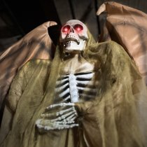 Haunted Hill Farm 5.5 ft Winged Reaper Animatronic with Lights & Sound