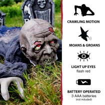 Haunted Hill Farm 55" Crawling Zombie Animatronic with Lights & Sound