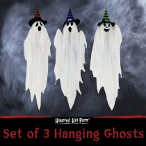Haunted Hill Farm Set of 3 Hanging Ghost Halloween Decorations