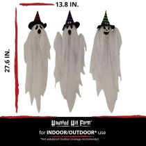 Haunted Hill Farm Set of 3 Hanging Ghost Halloween Decorations