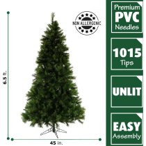 Fraser Hill Farm 6.5 ft. Canyon Pine Artificial Christmas Tree, No Lights - Green