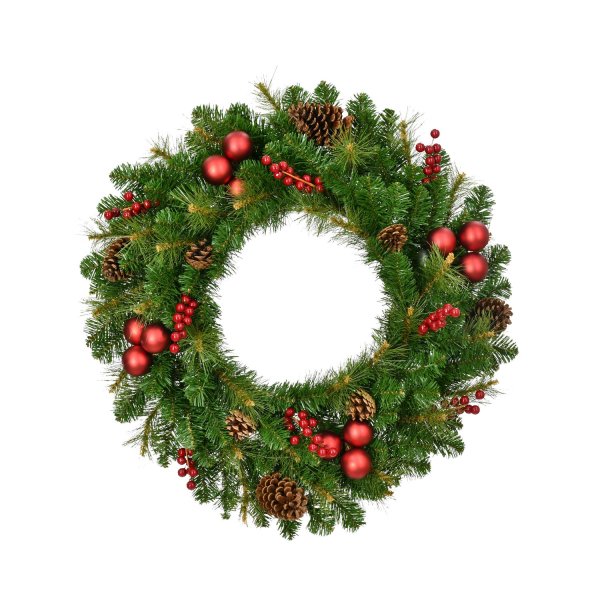 Fraser Hill Farm 30-inch Joyful Artificial Christmas Wreath - Green