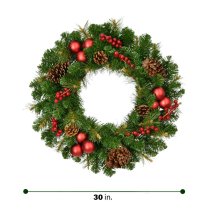 Fraser Hill Farm 30-inch Joyful Artificial Christmas Wreath - Green