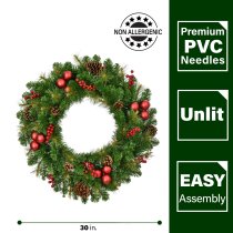 Fraser Hill Farm 30-inch Joyful Artificial Christmas Wreath - Green