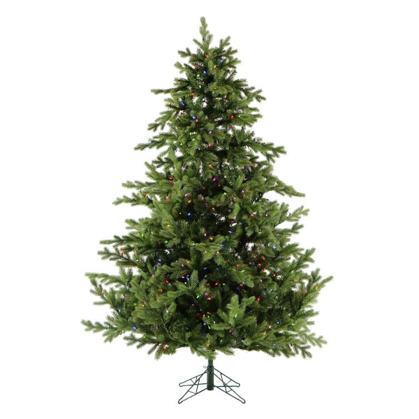 Fraser Hill Farm 7.5-ft. Foxtail Pine Green Artificial Christmas Tree, with Multi Color Lights - Green