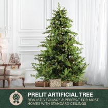 Fraser Hill Farm 7.5-ft. Foxtail Pine Green Artificial Christmas Tree, with Multi Color Lights - Green