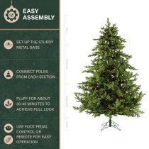 Fraser Hill Farm 7.5-ft. Foxtail Pine Green Artificial Christmas Tree, with Multi Color Lights - Green