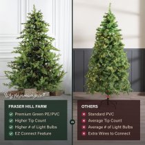 Fraser Hill Farm 7.5-ft. Foxtail Pine Green Artificial Christmas Tree, with Multi Color Lights - Green