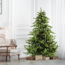 Fraser Hill Farm 7.5-ft. Foxtail Pine Green Artificial Christmas Tree, with Multi Color Lights - Green
