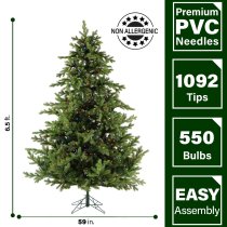 Fraser Hill Farm 6.5 ft. Foxtail Pine Artificial Christmas Tree, with Multi-Color LED Lights - Green