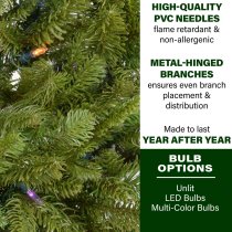 Fraser Hill Farm 48-inch Grandland Artificial Christmas Wreath, with Clear LED Lights - Green