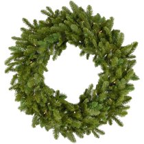Fraser Hill Farm 48-inch Grandland Artificial Christmas Wreath, with Clear LED Lights - Green