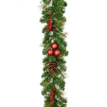 Fraser Hill Farm 9 ft Joyful Decorative Artificial Garland - Green