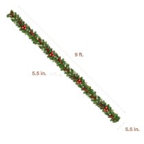 Fraser Hill Farm 9 ft Joyful Decorative Artificial Garland - Green