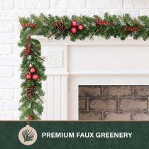 Fraser Hill Farm 9 ft Joyful Decorative Artificial Garland - Green