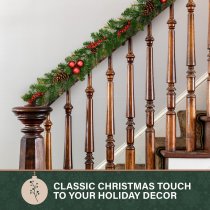 Fraser Hill Farm 9 ft Joyful Decorative Artificial Garland - Green