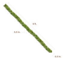 Fraser Hill Farm 9 ft Grandland Artificial Christmas Garland with Warm White LED Lights - Green