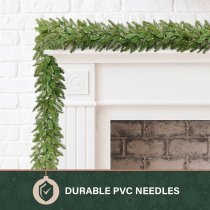 Fraser Hill Farm 9 ft Grandland Artificial Christmas Garland with Warm White LED Lights - Green