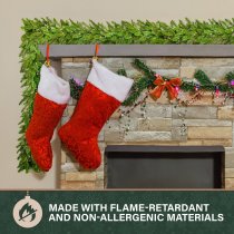 Fraser Hill Farm 9 ft Grandland Artificial Christmas Garland with Warm White LED Lights - Green