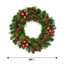 Fraser Hill Farm 24-inch Joyful Artificial Christmas Wreath - Green
