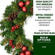 Fraser Hill Farm 24-inch Joyful Artificial Christmas Wreath - Green
