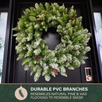 Fraser Hill Farm 36-inch Frosted Wreath - Green